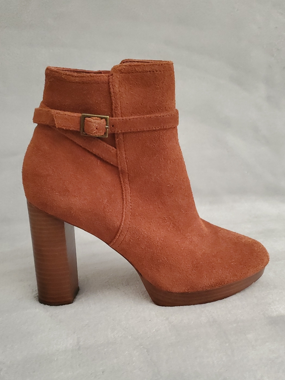 JOIE All Leather Suede Wooden Platform Ankle Zip Boots EU SIZE: 35½ US SIZE: 5.5
